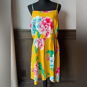 Old Navy Yellow Floral Sun Dress with adjustable straps XL EUC